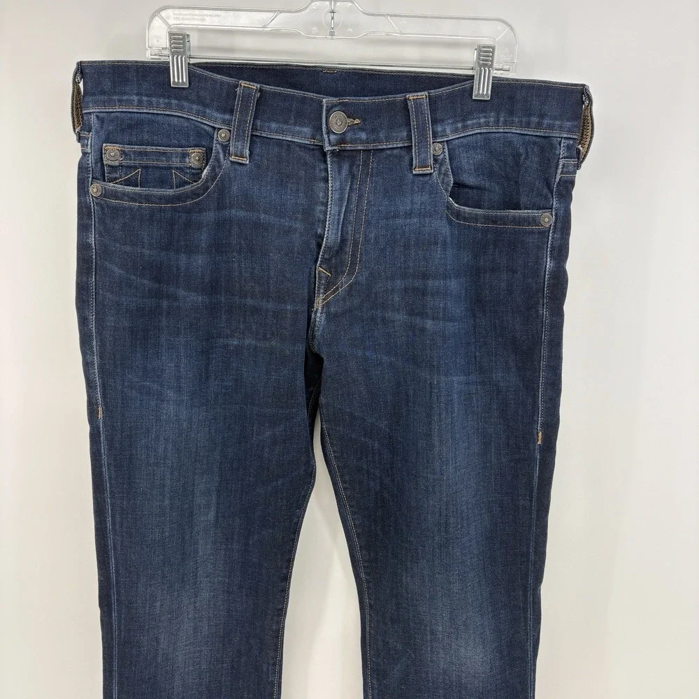 True Religion Rocco Relaxed Skinny Jeans Mens 36x33 Dark Wash Stretch USA Made